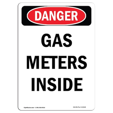 Signmission Safety Sign, OSHA Danger, 5" Height, Portrait Gas Meters Inside, Portrait OS-DS-D-35-V-2164